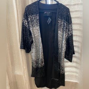 OS. Nasty Gal black and silver sequin cardigan